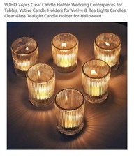 24 Pieces Clear Candle Holder Wedding Centerpieces for Tables, Votive Candle