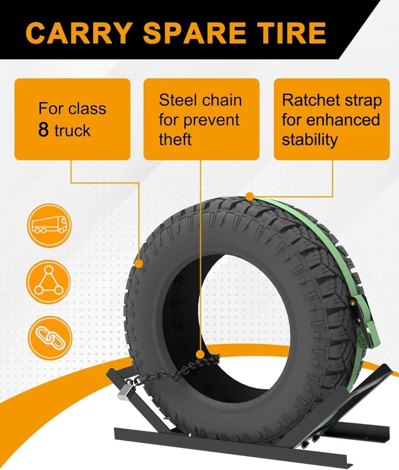 Semi Truck Spare Tire Rack Spare Tire Holder Spare Tire Carrier V2.0 Base Reinfo - image 4 of 4