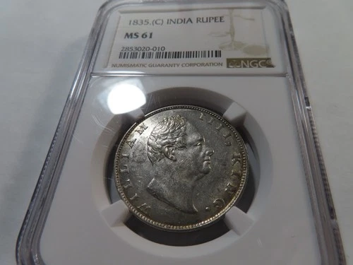 D4 India British 1835.(C) Silver 1 Rupee NGC MS-61