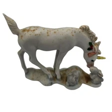 Vintage 1992 Enesco GG Santiago Porcelain Unicorn and Bunny Figurine