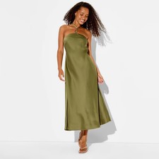 Women Satin Halter Maxi Dress - Wild Fable Green M