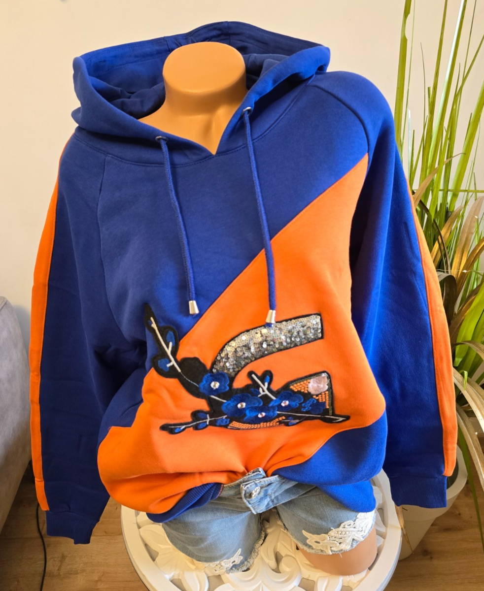 Guido Maria Kretschmer Hoodie 36/38 40/42 44/46 blau orange