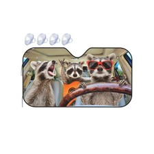 Begarm Three Funny Raccoons Animals Windshield Sun Shade for Car SU... Fast Ship