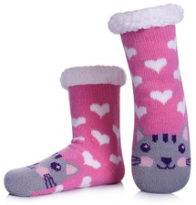 Kids Girls Boys Slipper Socks Soft Thick Cozy Fuzzy Animal Anti-Slip Winter T...