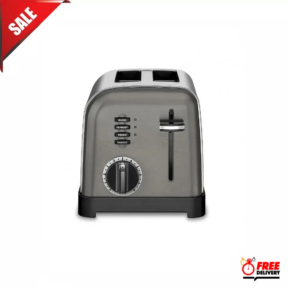 Tostadora clásica de metal Cuisinart de 2 rebanadas, electrodoméstico de cocina negro/acero inoxidable Foto 4 de 4