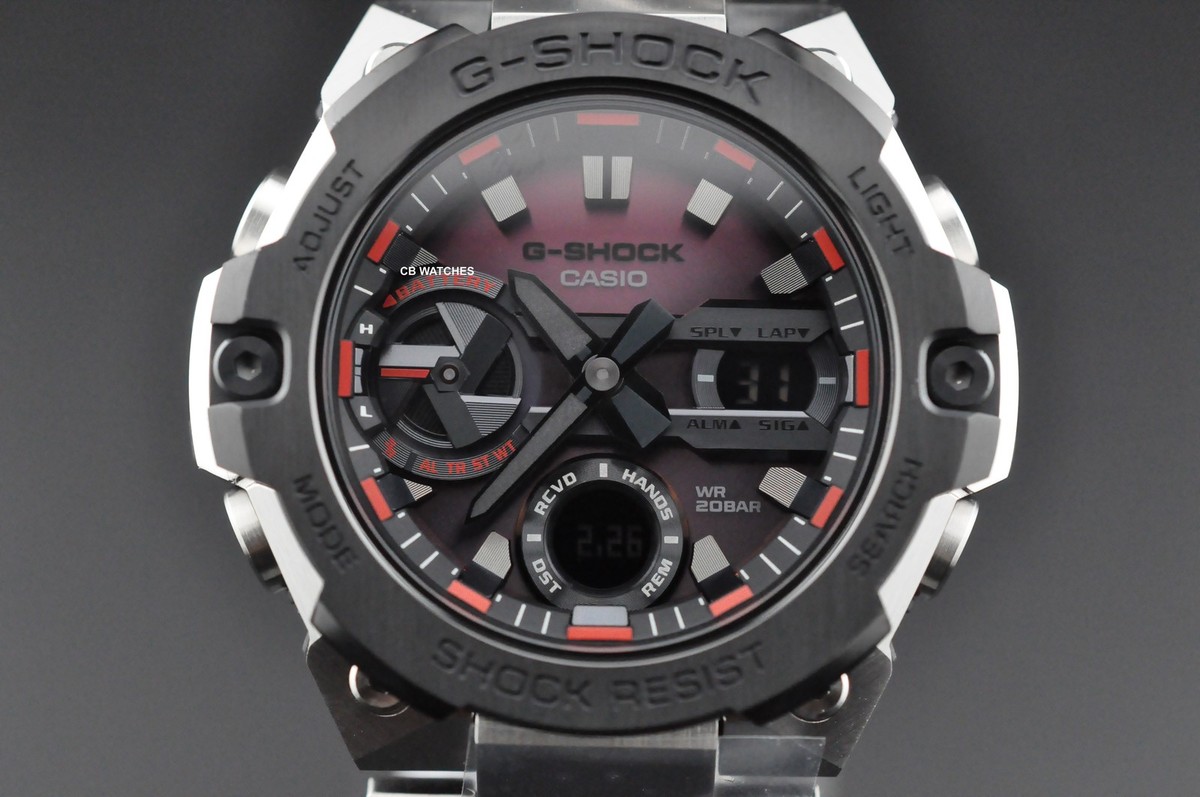Casio G Shock GST-B400AD-1A4 G Steel Black Red Solar Bluetooth