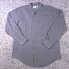 VTG Yves Saint Laurent Shirt Mens 15.5 32 33 Medium Collarless YSL Long Sleeve