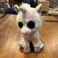 Ty Beanie Babies Diamond Unicorn White Sequin Flippables 6" Stuffed Animal Plush