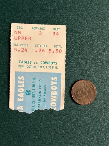 BOB HAYES 64yd TD 1967 COWBOYS EAGLES ticket stub MIKE DITKA BOB LILLY LANDRY - 第 1/5 張圖片