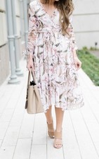 Topshop Floral Semi Sheer Dress Romantic Cottagecore Prairie Midi US 6