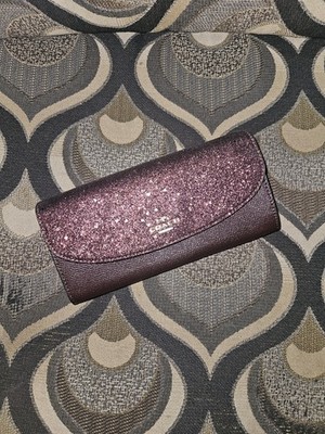 NEW Coach Heart Glitter  Slim Wallet Raspberry  F39130  Leather  GENUINE NWT