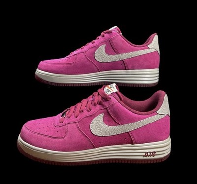 Nike Lunar Force 1 Reflect Suede Sneakers Raspberry Red Silver 616774-600