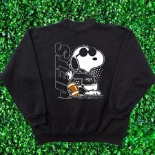 Joe Cool Snoopy New York Jets NFL classic black sweatshirt QT6354