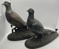 VTG Holland Mold Ceramic Pheasants Hand Painted 1973 Signed Metallic Finish