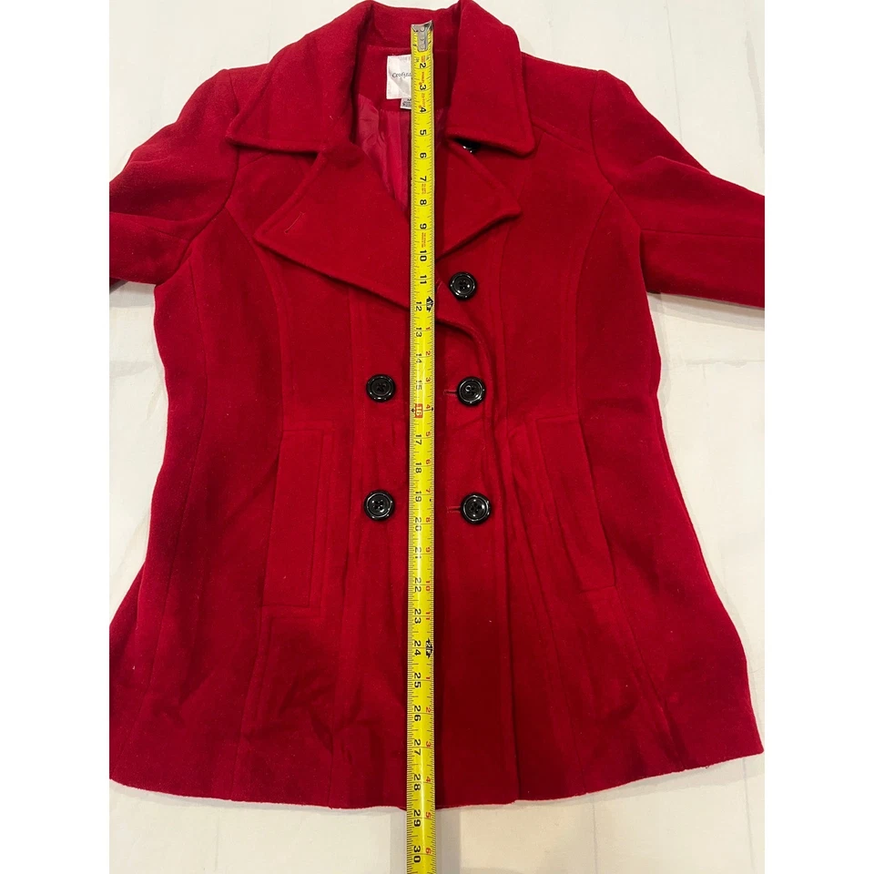 Chaquetón Croft & Barrow rojo mezcla de lana doble botonadura para mujer talla mediana Foto 4 de 4