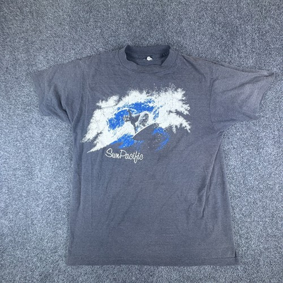 #ad Vintage Sun Pacific T Shirt Adult M Gray Graphic Surfing Summer Made in USA READ $19.99