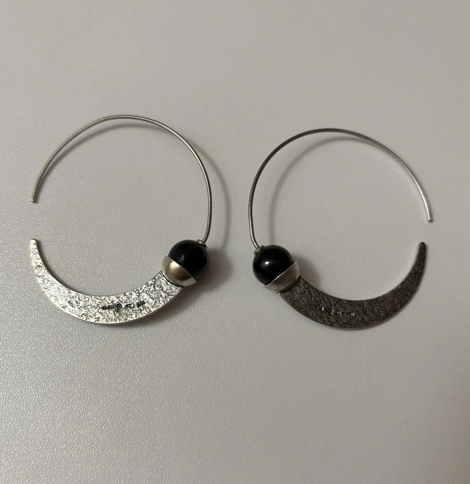 Silpada 925 Sterling Silver Chalcedony Comet Tail Hoop 2.25” Earrings  W1874 - Image 2 of 4