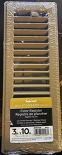 Imperial Standard Series 3x10 Floor Register Brown Louvered Design Metal