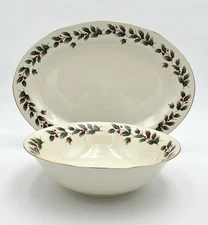 Holly Berry by World Bazaars Serving Bowl & Oval Platter Christmas Holly & Berry