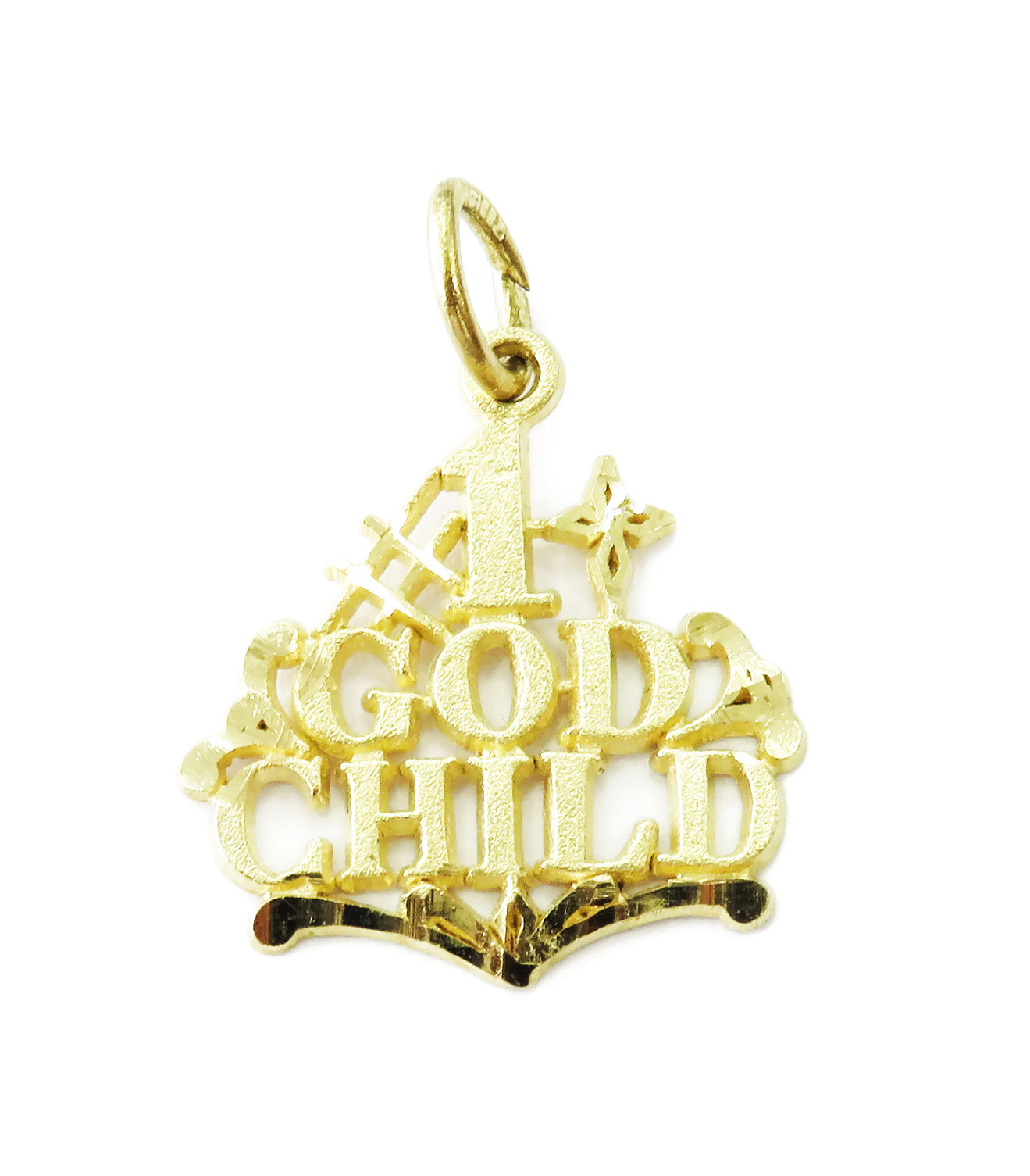 14k Yellow Gold Diamond Cut 1 Gold Child Charm Neckl… Gem