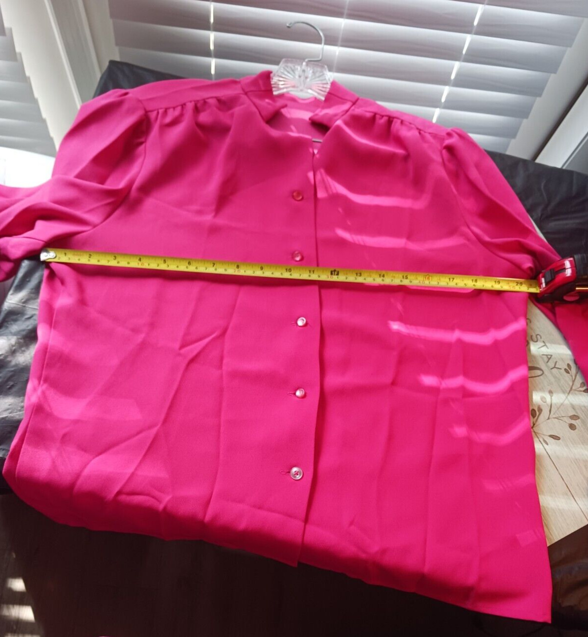 Womans Medium Solid Hot Pink Business Casual Butt… - image 9