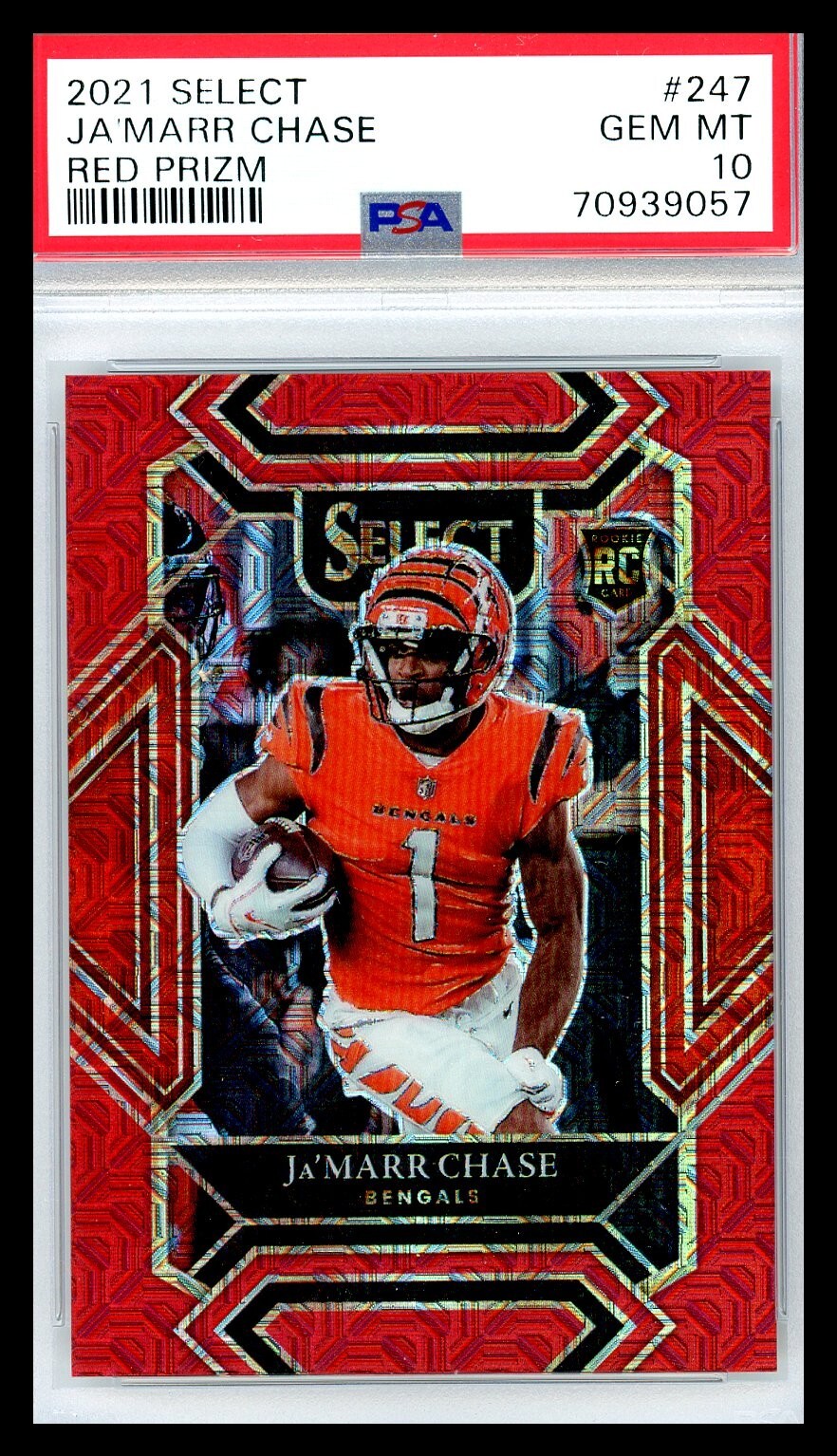 2021 Panini Select Club Level #247 Ja'Marr Chase RC 26/49 Red PSA 10 GEM MINT