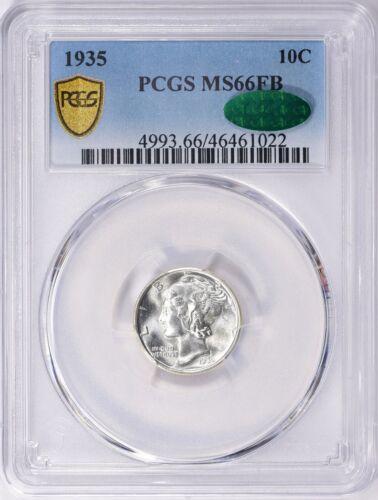 1935 Mercury Dime 10C PCGS & CAC MS66 FB - Full Split Bands