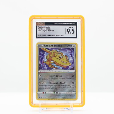 radiant steelix pokemon card TCG - Lost Origin Holographic 124/196 RarityRadiant Rare Hit Points170 HP Colorless Energy Stream (20) Attach up to 2 Metal Energy cards from your discard pile to this Pokmon Pokemon Radiant Steelix #124 Lost
