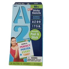 ArtSkills 3" Sticky Stencils Numbers, Letters Symbols, Blue, 40 Pcs New