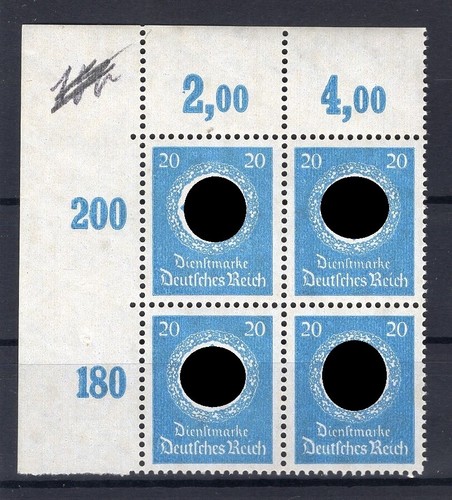 Dr-Dienst 140 Por Cor Corner Edge Quad Block Sinistro ** MNH MINT (74313)