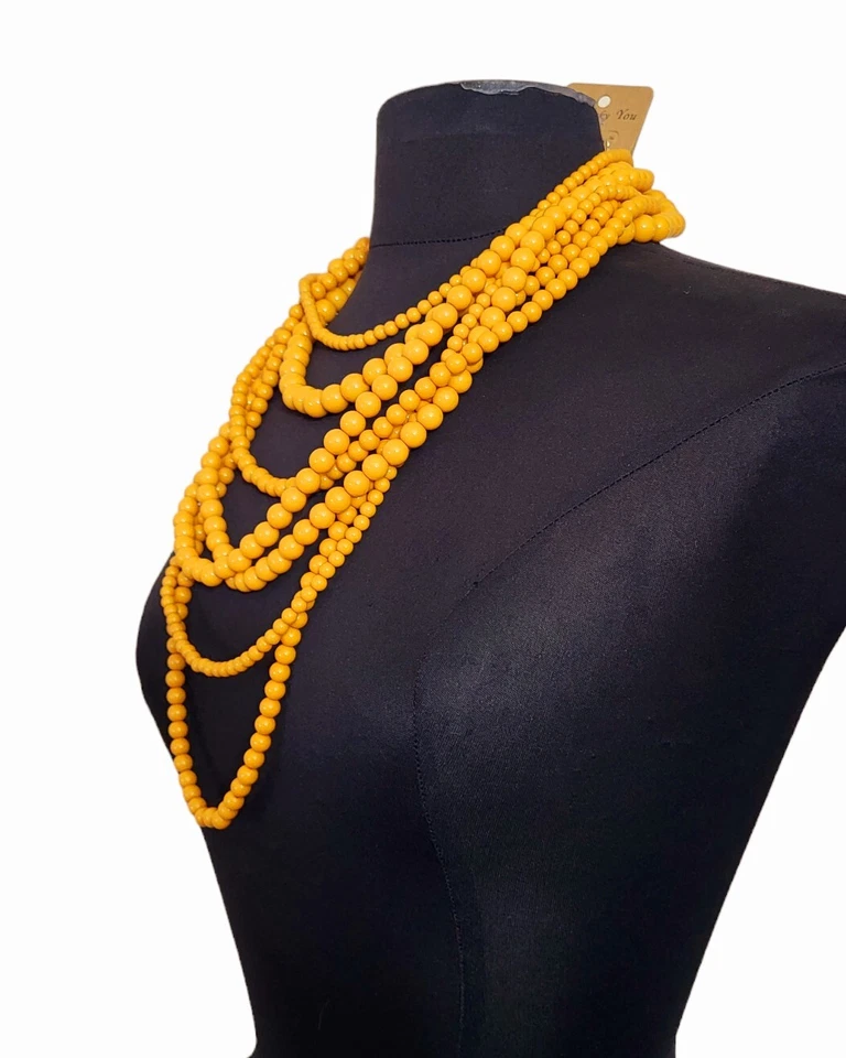 NUEVO CON ETIQUETAS MARCA DE LA SUERTE Conjunto de Pendientes Collar Topacio Oro Multi-hiebra Cuentas  Foto 2 de 4