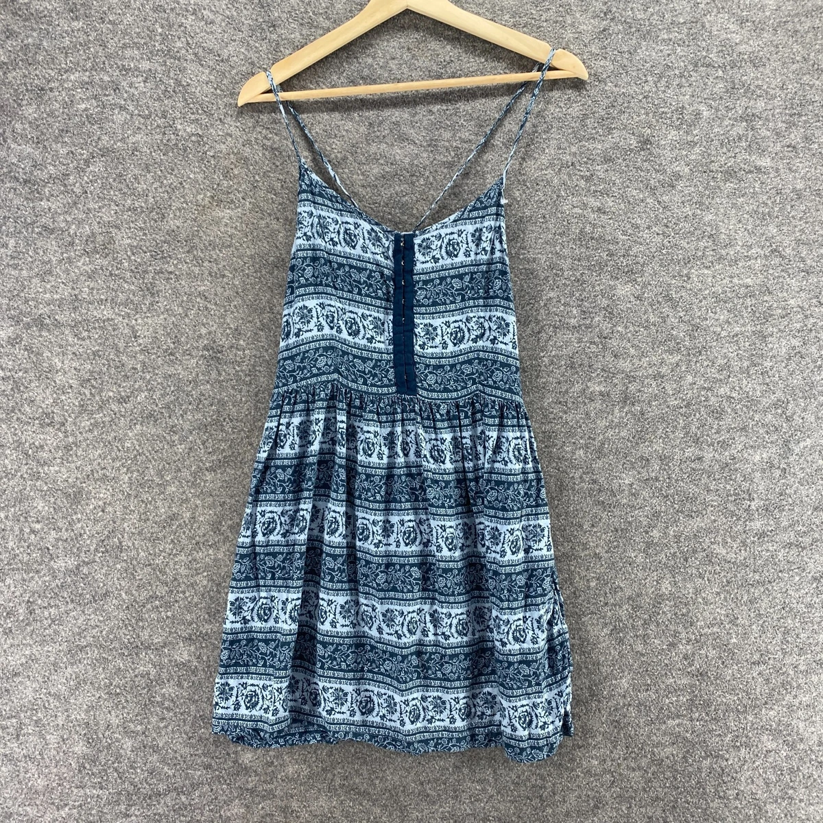 princess polly baby blue dress Vintage VINTAGE American Eagle Dress Womens Mini Blue Floral Button Front  Long Sleeve M