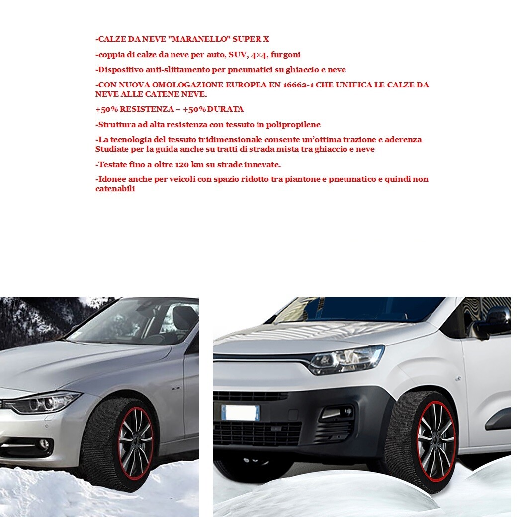 Calze da Neve Omologate 175/75 R15 Misura L - Design e Grip Superiore - 3