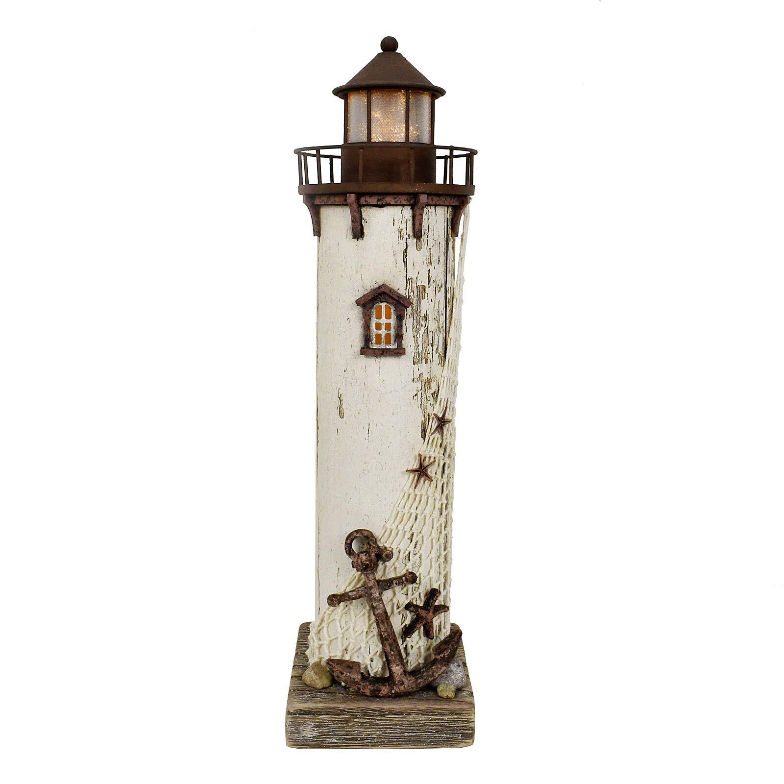 Wood Lighthouse with Led Light Nautical Decorations for Home Rustic Lighthous...