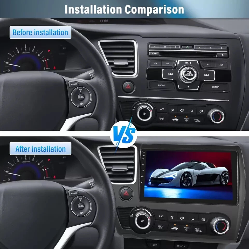 Radio estéreo de coche Android 15 BT Wifi navegación CarPlay para Honda Civic 2013-2017 GPS Foto 4 de 4