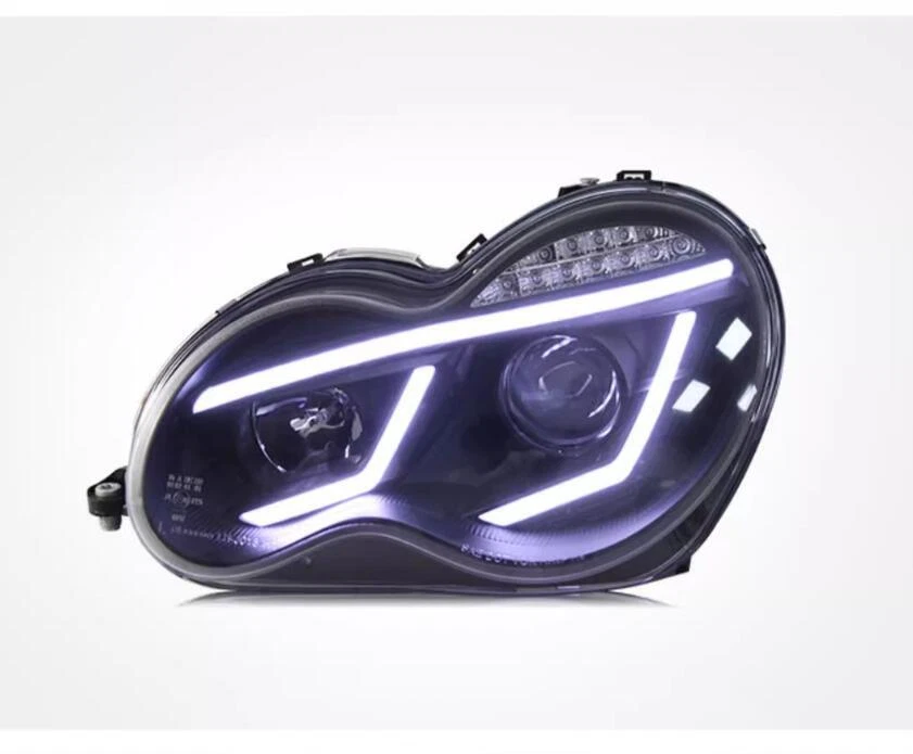 ✅2 PIEZAS Faros Para Mercedes Benz Clase C 2000-2006 Conjunto Faros LED DRL Foto 2 de 4