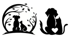Cat & Dog Nature Love Two 5" Black Vinyl Decals Car Window Laptop Tablet Tumbler
