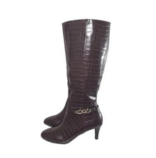 Karen Scott Womens 5 M Brown Heeled Snake Skin Style Boots NIB WE8