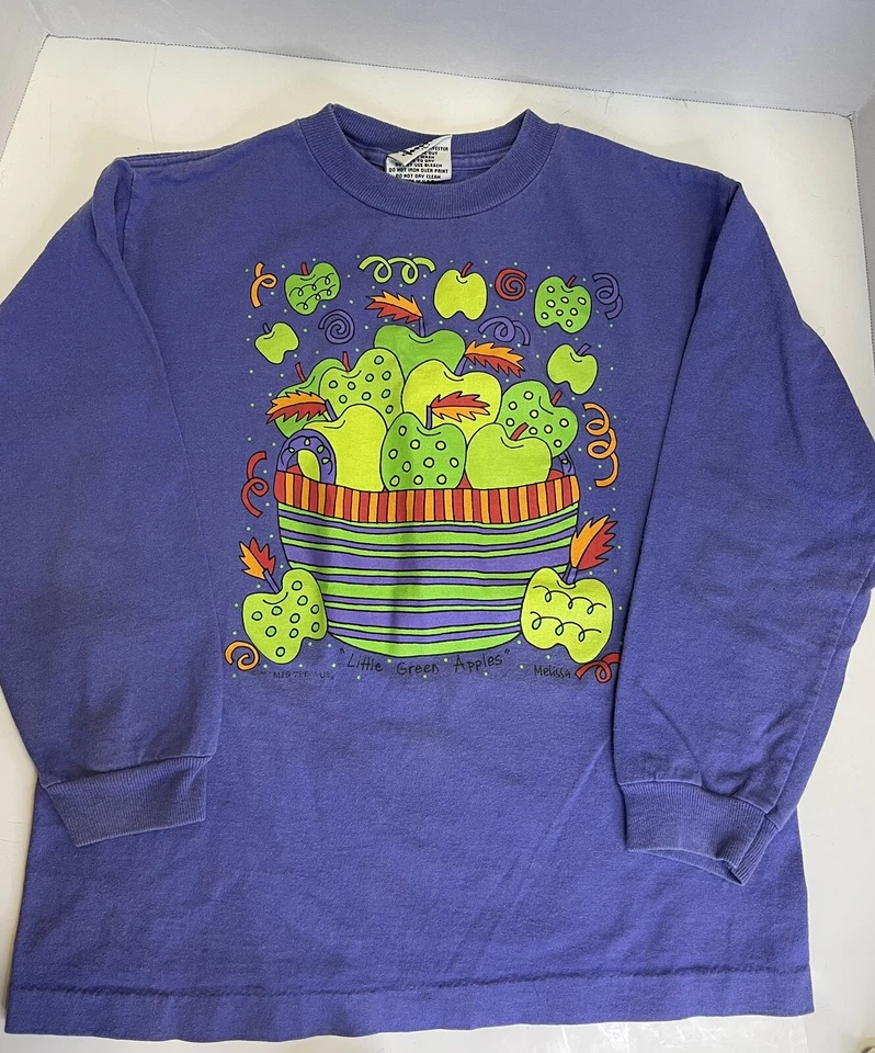 Camiseta Mis Tee V-Us 1997 Little Green Apples Melissa manga larga niños talla L azul Foto 2 de 4