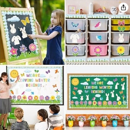 Spring Bulletin Board Decorations 144Pcs Classroom Bulletin Board Decor Cutouts - Image 3 of 4