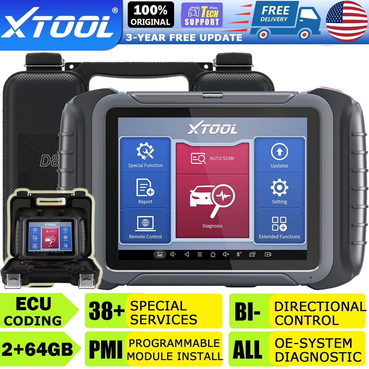 XTOOL D8 BT Auto Bi-Directional Diagnostic Tool Scanner ECU Coding Topology