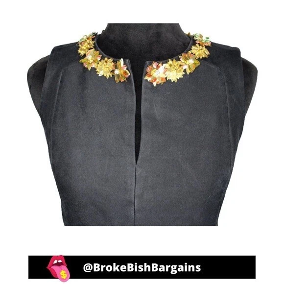 Vestido Vaina Tory Burch Floral Embellecido Cuello Negro Cóctel Talla Mujer 0 Foto 2 de 4