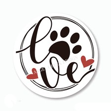 Love Pawprint Red Heart Animal Love Scrapbook Stickers Labels Pawprint Favors