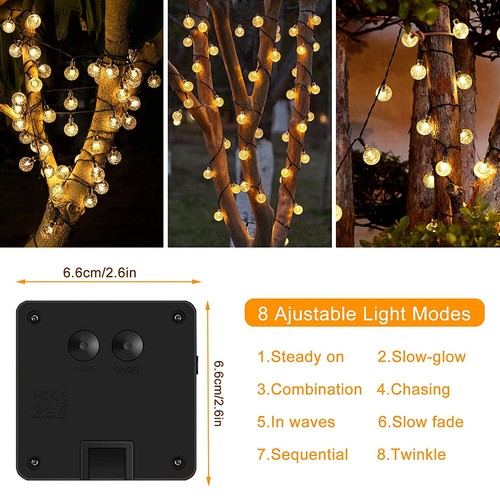 Solar Lichterkette Kugel Beleuchtung 100LED12Meter Garten Party Innen Außen Deko - Bild 14 von 15