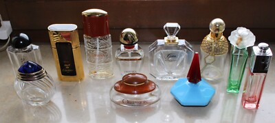 11 Vintage 80er Parfum Flakon leer Cartier YSL Boucheron Guerlain Armani C.Klein