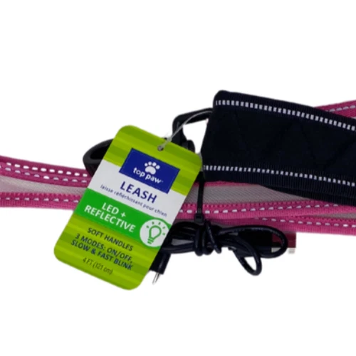 Correa Top Paw LED Reflectante Rosa y Negro Nueva Foto 2 de 4