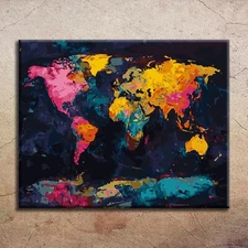 Premium Quality Paint By Numbers Kit: World Map. KitArtUS