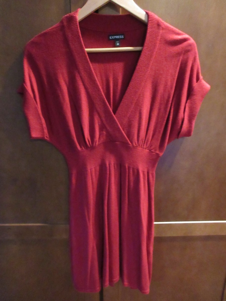 EXPRESS RED KNIT SWEATER DRESS SHORT-SLEEVE SIZE XS