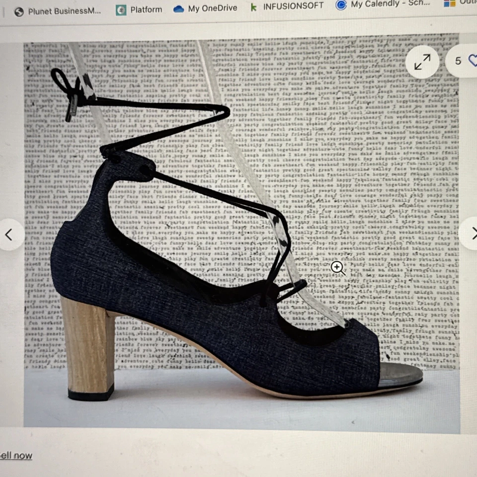 ¡BONITO! Sandalias JIMMY CHOO 38 (US 7.5) Vernie negras con cordones de madera Foto 2 de 4