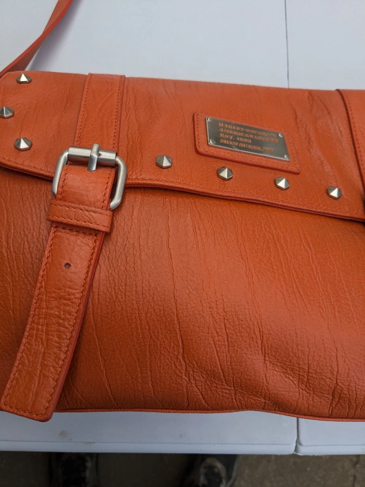 Harley Davidson Bolso Dr. Naranja Cuero Genuino/Nuevo con Etiquetas Foto 4 de 4